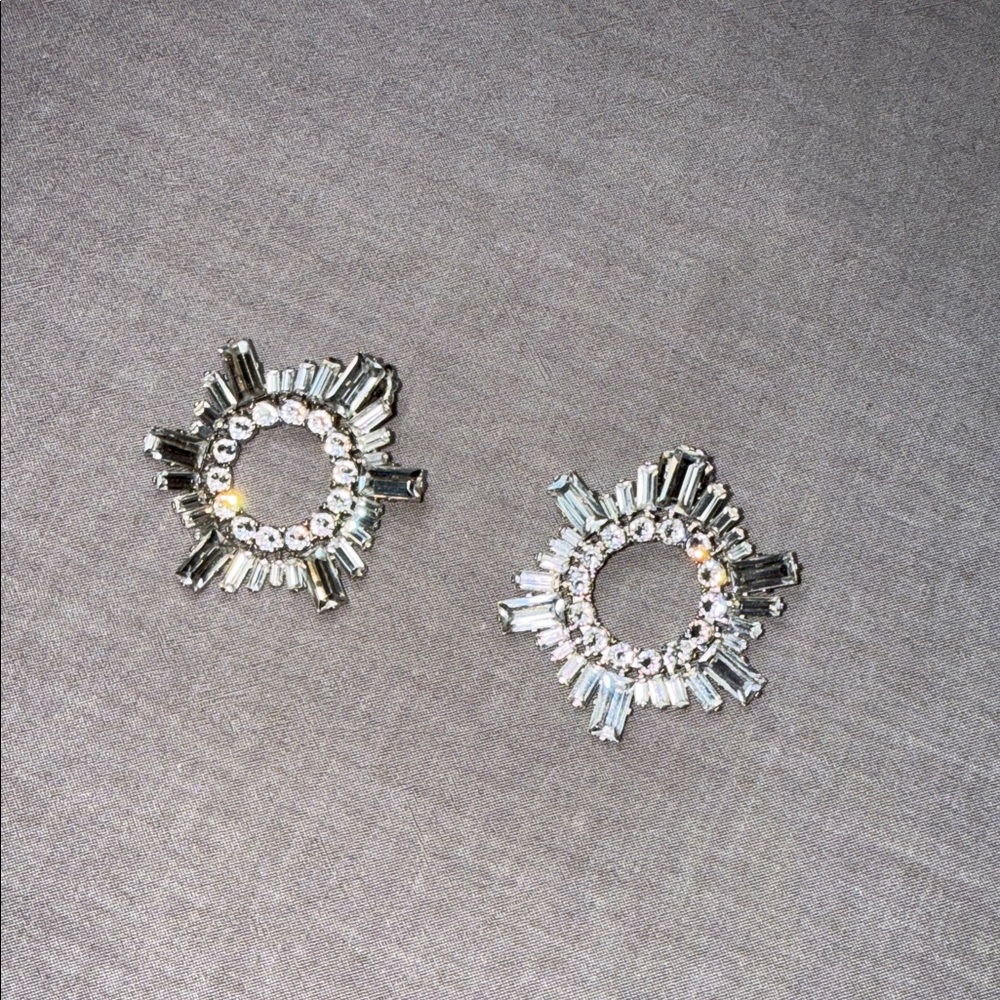 Amina Muaddi Elegant Silver Crystal Earrings